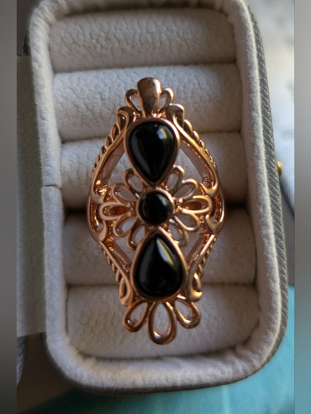 Copper And Onyx Ring